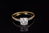 Lot 691 - Diamond single stone ring, the old cut diamond...