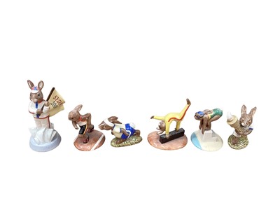 Lot 1290 - Six Royal Doulton Bunnykins figures to include athletes