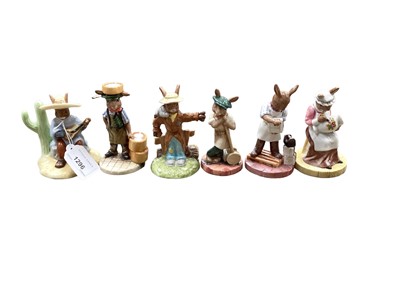 Lot 1296 - Six Royal Doulton Bunnykins figures - Scarecrow, Mexican, Kiln Placer, Sagger Maker, Mould Maker and Paintress