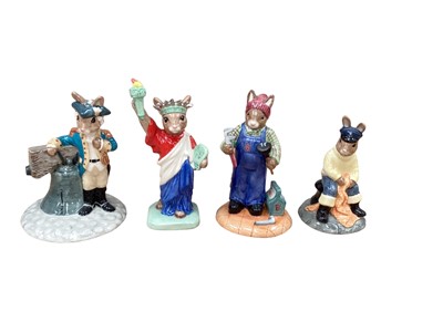 Lot 1297 - Fourteen Royal Doulton Bunnykins figures including Deep Sea Diver, Liberty Bell, Digger, Eskimo