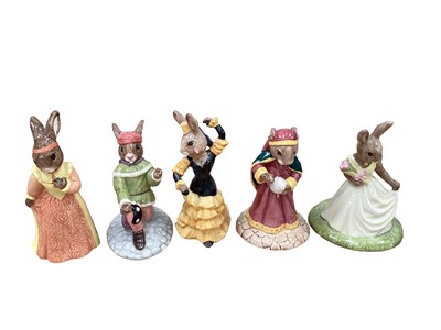 Lot 1298 - Twenty Royal Doulton Bunnykins figures including Joker, Flamenco, Romeo, Juliet and Cinderella