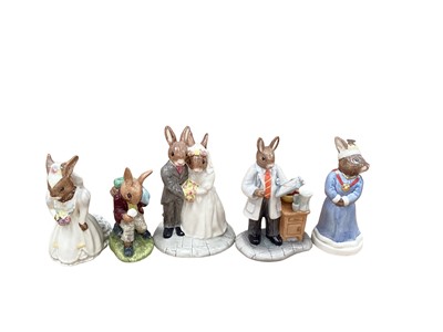 Lot 1299 - Twenty Royal Doulton Bunnykins figures including Wedding Day, Bride, Doctor, Queen Sophie and Billie