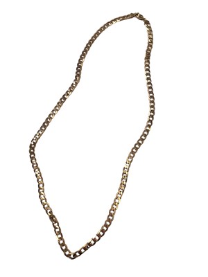 Lot 225 - 9ct gold flat curb link chain, 60cm long