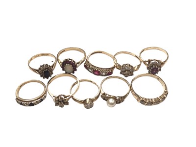 Lot 230 - Ten 9ct gold gem set dress rings