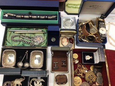 Lot 233 - Vintage costume jewellery, silver, various wristwatches and bijouterie