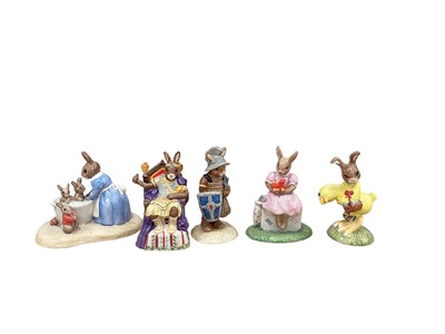 Lot 1305 - Twenty Royal Doulton Bunnykins figures including Bath Night, Emperor, Gladiator, Sitting on Suitcase and Easter Parade