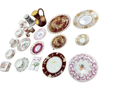 Lot 1328 - Two Royal Crown Derby Maroon & Gold Aves plates, together with other Royal Crown Derby, Spode, etc