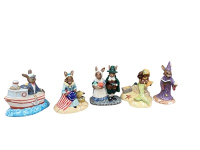 Lot 1306 - Twenty Royal Doulton Bunnykins figures including Ship Ahoy, Betsy Ross, Pilgrim, Mermaid and Wizard