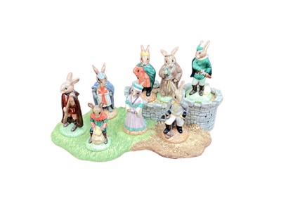 Lot 1308 - Royal Doulton Bunnykins Robin Hood Collection with display stand