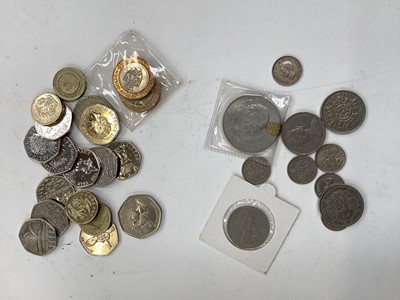 Lot 592 - World - Mixed coins & banknotes to include G.B. silver Victoria JH Double Florin 1887 AVF, George V Crown 1935 GEF, Roman Coins & others (Qty)