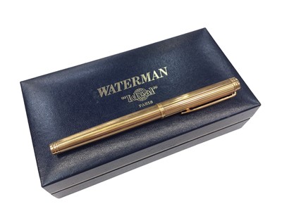 Lot 2567 - Waterman "Ideal" gold plated fountain pen with 18k gold knib, boxed with accessories