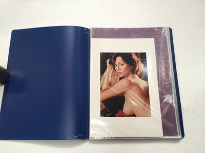 Lot 1482 - Two blue folders of glamour model photographs, Jordan, Jilly Johnson etc
