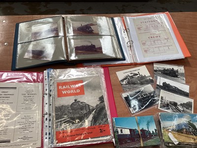 Lot 1483 - Railway ephemera and postcards in albums (box)