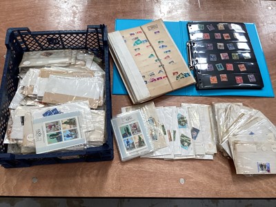 Lot 1488 - Blue tray of world stamps in albums and in packets