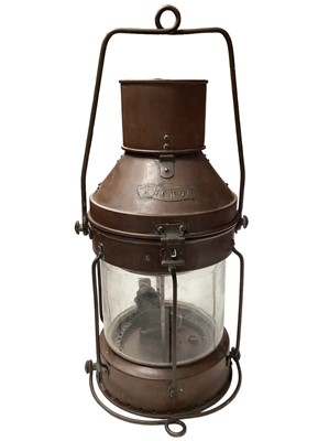 Lot 2561 - Victorian copper ships lantern by Anchor