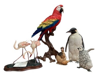 Lot 2576 - Group of Country Artists, Border Fine Arts and other models of birds, including parrot, penguin, flamingos, etc