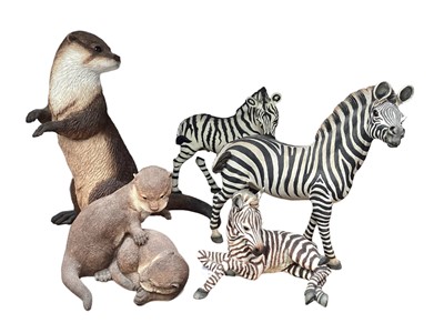 Lot 2577 - Group of Country Artists and other models of otters and zebras