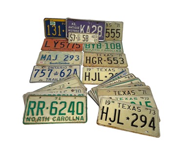 Lot 73 - Quantity of American car registration plates plus one for import of an antique American car to Felixstowe (with photo)