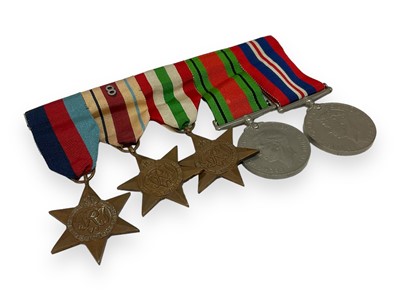 Lot 777 - Second World War medal group comprising 1939 - 1945 Star, Africa Star, Italy Star, Defence and War medals (mounted on bar).