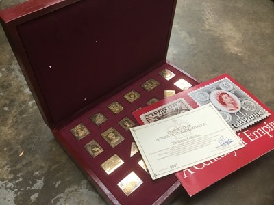 Lot 2649 - Set of gold plated silver Replicas of The Empire Collection stamps, limited edition