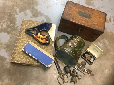 Lot 2650 - Miscellaneous items - meerschaum pipe, caddy box, a Victorian photograph album and sundries