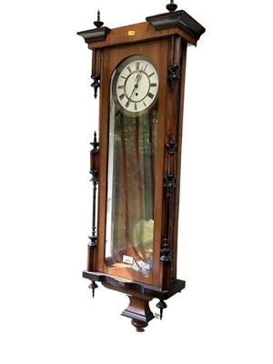 Lot 2574 - Vienna regulator style wall clock with enamel dial in walnut case