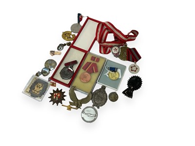 Lot 784 - 1930's Nazi Tag Der Arbeit badge, together with Soviet, German and other medals and badges.