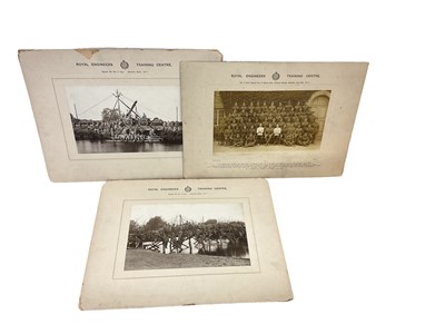 Lot 785 - Two Royal Engineers Training Centre Newark 1917 photographs, together with other military pictures and related books and silk handkerchiefs.