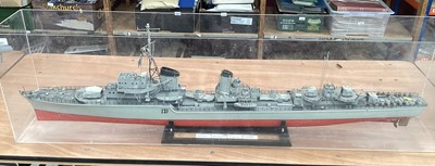 Lot 2651 - Large model of a WW2 German Narvik class destroyer, approx 137cm long, in case