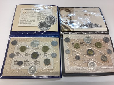 Lot 601 - World - Mixed Italy year sets to include silver coins, G.B. Royal Mint year set 1997 (N.B. Blue case) & other issues (Qty)