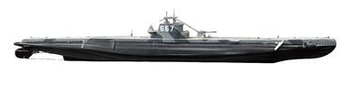 Lot 2654 - Scratch built model of a WW2 German type 667 U-Boat, 173cm long