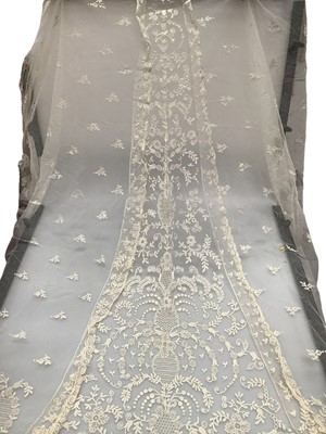 Lot 2164 - Large Limerick lace piece, possibly dress a front/wedding veil