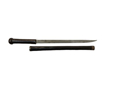 Lot 940 - Antique (possibly African) dagger stick, the steel blade 29.5cm, 43cm overall length