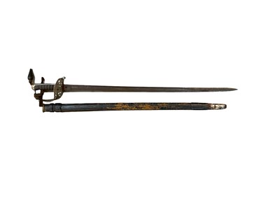 Lot 942 - Victorian 1888 pattern Heavy Cavalry undressed sword by Wilkinson, numbered 38699, in brown pigskin leather service scabbard with leather dress knot