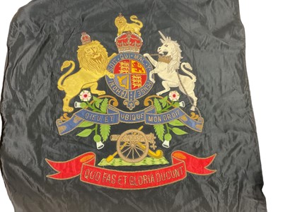 Lot 796 - Collection of First and Second World War silk sweetheart handkerchiefs, embroideries and related items, to include prisoner of war Egypt 1917 and a WWII VE Day table cloth