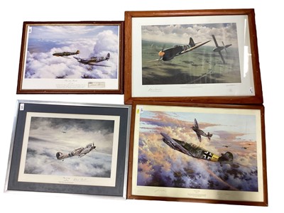 Lot 797 - Group of various framed limited edition Second World War aviation prints signed by veterans and the artists to include Douglas Bader and an American aircraft crests (10)