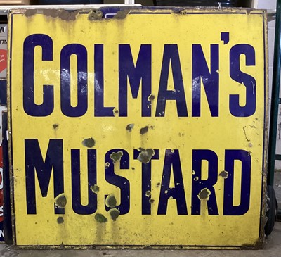 Lot 2672 - Enamel advertising sign: Colman's Mustard, 96cm x 92cm