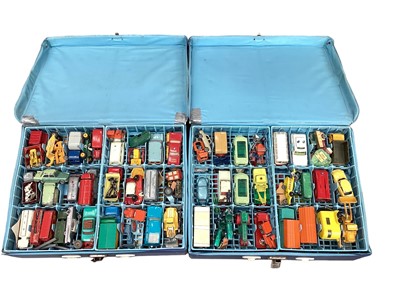 Lot 1979 - Two Matchbox collectors cases with contents and a tin of unboxed Dinky, Corgi and other models