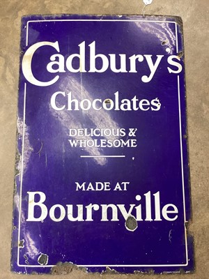 Lot 2676 - Enamel advertising sign for Cadbury's Chocolates, 92cm x 61cm