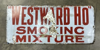 Lot 2666 - Enamel advertising sign: '"Westward Ho" Smoking Mixture', 101.5cm x 45.5cm