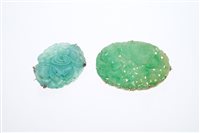 Lot 722 - Chinese carved jade / green hardstone brooch,...