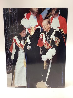 Lot 14 - H.M. Queen Elizabeth II and H.R.H. The Duke of Edinburgh, signed 1991 Christmas card with gilt embossed Royal cyphers to the interior cover, colour photograph to the cover of The Queen and Princ...