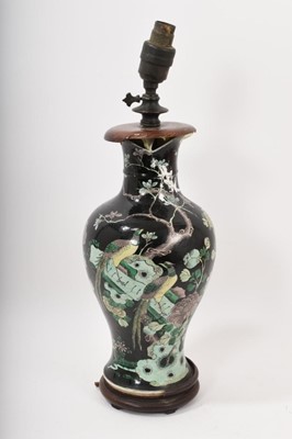 Lot 39 - Chinese famille noire lamp