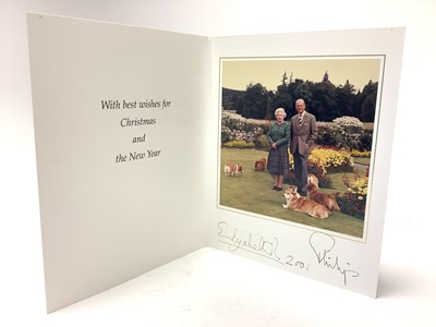 Lot 24 - H.M. Queen Elizabeth II and H.R.H. The Duke of Edinburgh, signed 2001 Christmas card with twin gilt Royal cyphers to cover, colour photograph to the interior of The Queen and Prince Philip with co...