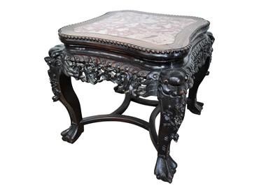 Lot 1186 - Chinese carved low marble topped side table