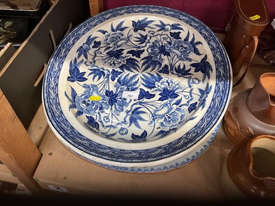 Lot 767 - Large Victorian blue and white meat dish and another meat dish