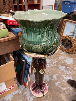 Lot 526 - Art nouveau jardiniere stand and similar jardiniere on stand