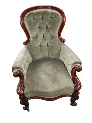 Lot 1336 - Victorian button upholstered armchair