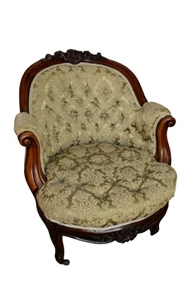 Lot 1190 - Victorian button upholstered tub armchair