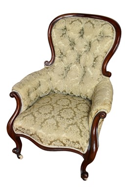 Lot 1191 - Victorian button upholstered armchair